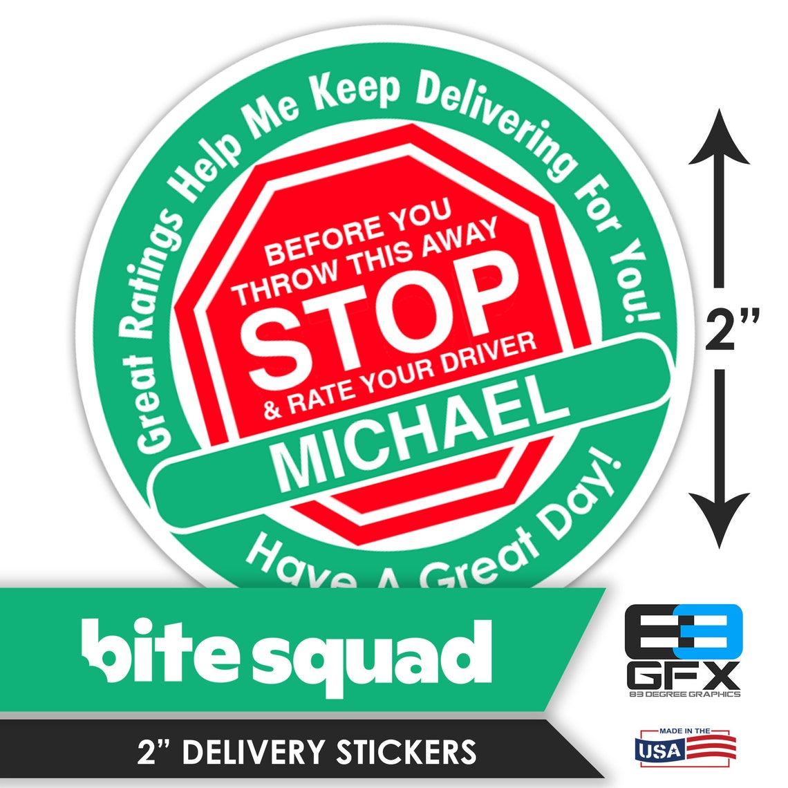 Personalized Bite Squad STOP & Rate Your Driver 2 Etsy