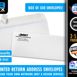 Professional Press Printing 10 Business Envelope Return Address Printing Includes Envelopes 500 Count Box image 1
