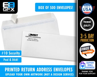 Professional Press Printing  - #10 Business Envelope Return Address Printing - Includes Envelopes! 500 Count Box!