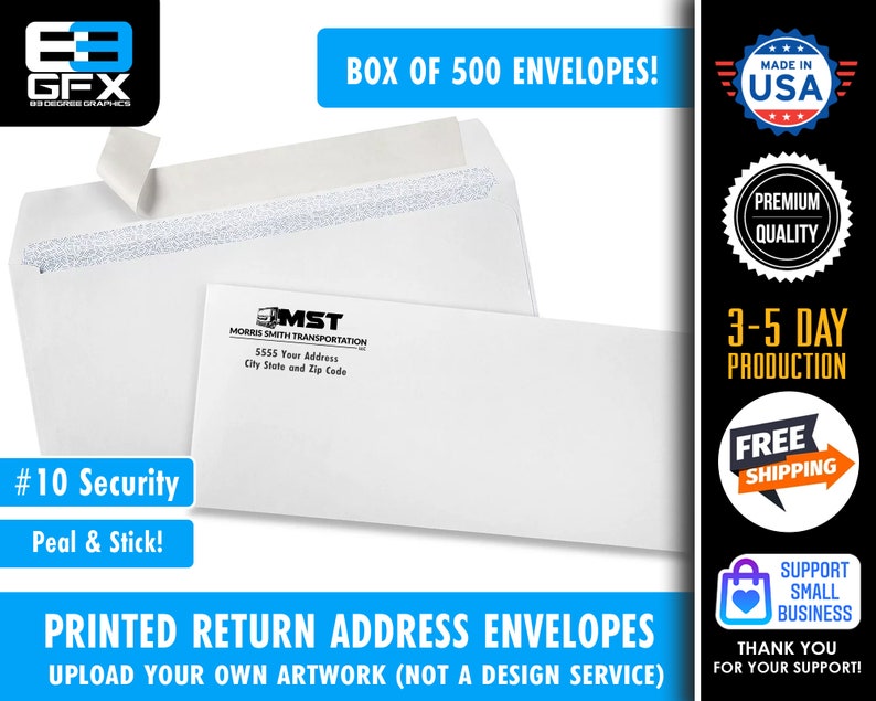 Professional Press Printing 10 Business Envelope Return Address Printing Includes Envelopes 500 Count Box image 1