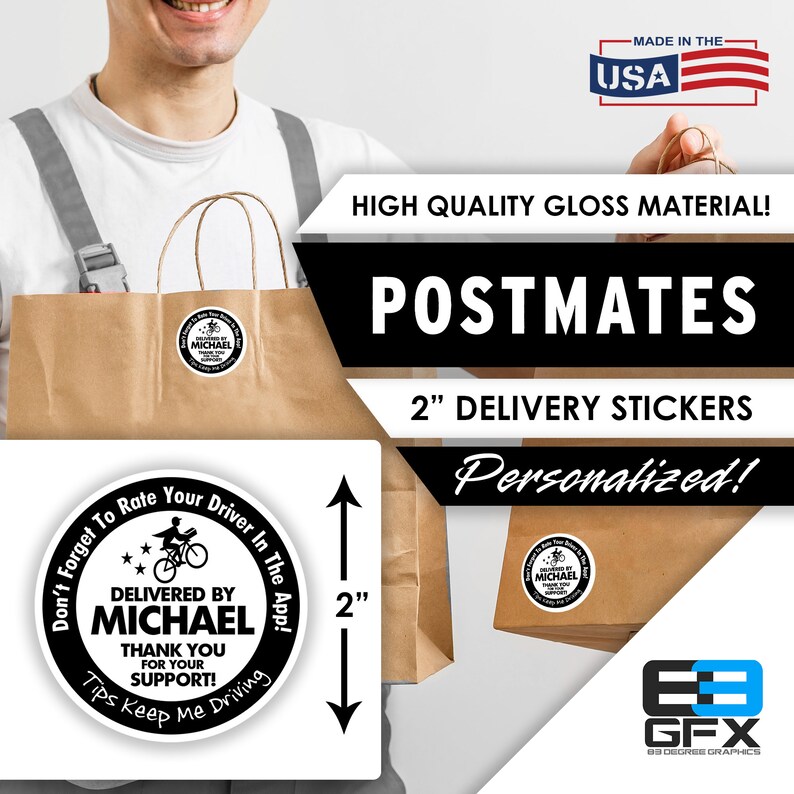 Personalized Food Delivery Postmates 2x2 Tips Keep Me Driving Delivery Bag Stickers 20 Stickers Per Sheet Paper Party Supplies Stickers Labels Tags Vadel Com