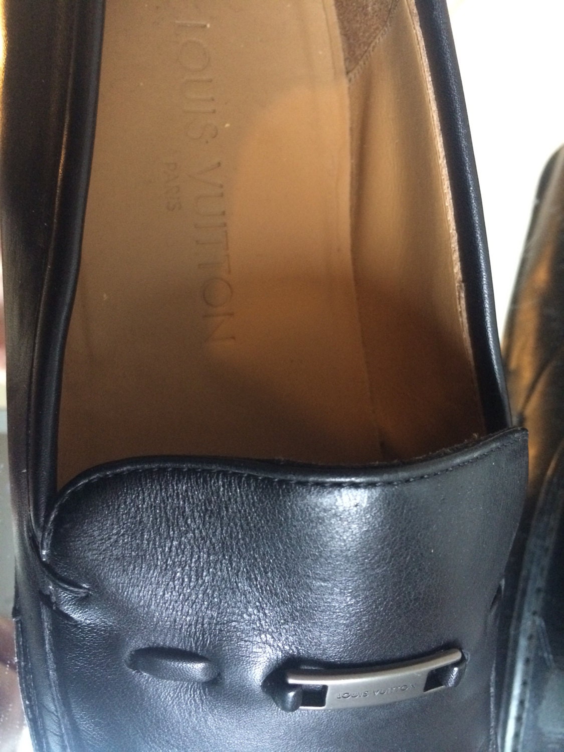 Louis Vuitton Men's Black Leather Shoes Size 8 | Etsy