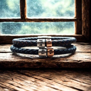 Personalised 18th Birthday Bracelet: Custom Name Ring, Braided Leather & Stainless Steel Locking Clasp