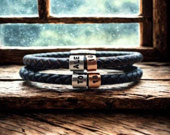 Personalised 18th Birthday Bracelet: Custom Name Ring, Braided Leather & Stainless Steel Locking Clasp