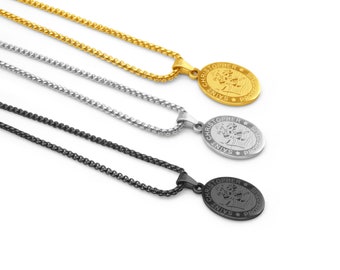 Personalised St Christopher Necklace: Stainless Steel Travel Gift