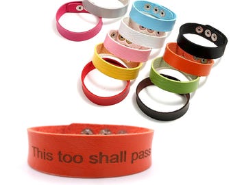 This Too Shall Pass Bracelet: Adjustable Faux Leather Inspirational Jewelry