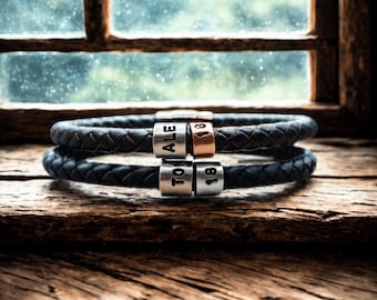 Personalised 18th Birthday Bracelet: Custom Name Ring, Braided Leather & Stainless Steel Locking Clasp