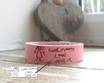 Personalised Handwriting Bracelet - Faux Leather Custom Engraved Gift