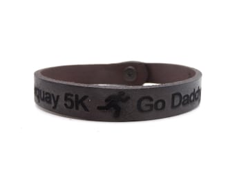 5K Runners Bracelet personalised leather with choice of colours and adjustable length  – Gift Boxed