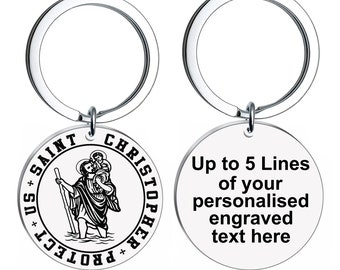 Personalised St Christopher Keyring: Stainless Steel Traveller Gift