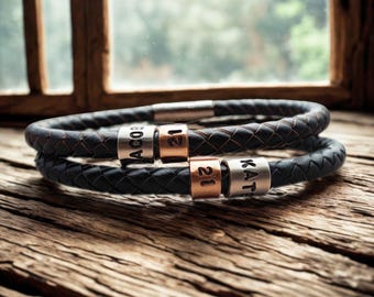 Personalised 21st Birthday Bracelet Gift: Custom Name, Braided Leather, Stainless Steel Clasp