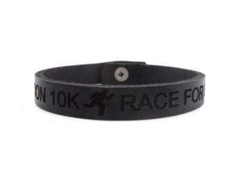 10K Runners Bracelet personalised leather with choice of colours and adjustable length  – Gift Boxed