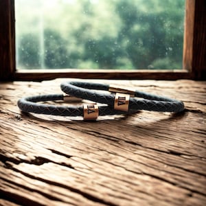 Copper 7th Anniversary Gift: Roman Numeral Braided Leather Bracelet
