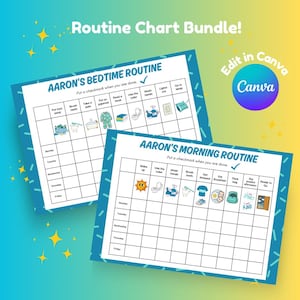 Editable Kids Routine Chart Printable: Visual Morning & Bedtime Checklist (Digital Download)