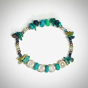 Pulsera FAFO de piedras preciosas turquesas para adultos con opciones personalizables