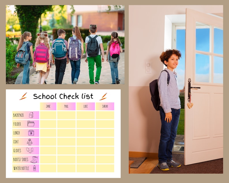 Printable Kids School Check List School Year Organization Etsy