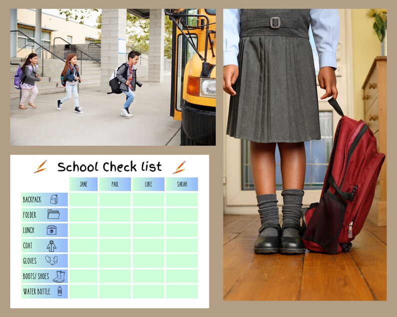 Printable Kids School Check List School Year Organization Etsy