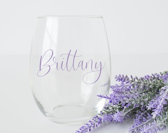 Wine glasses, Stemless wine glasses, Personalized stemless wine glasses, Bridesmaid gifts, Maid of honor gifts, Birthday gifts for her