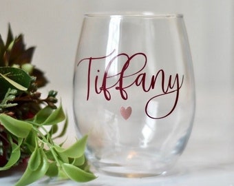 Wine glasses, Stemless wine glasses, Personalized stemless wine glasses, Bridesmaid gifts, Maid of honor gifts, Birthday gifts for her