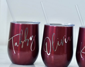 Personalized wine tumbler, Bridesmaid gift, Bridesmaid proposal, Personalized wine glasses, Bridesmaid gift, Wedding favors, Bridesmaid cups