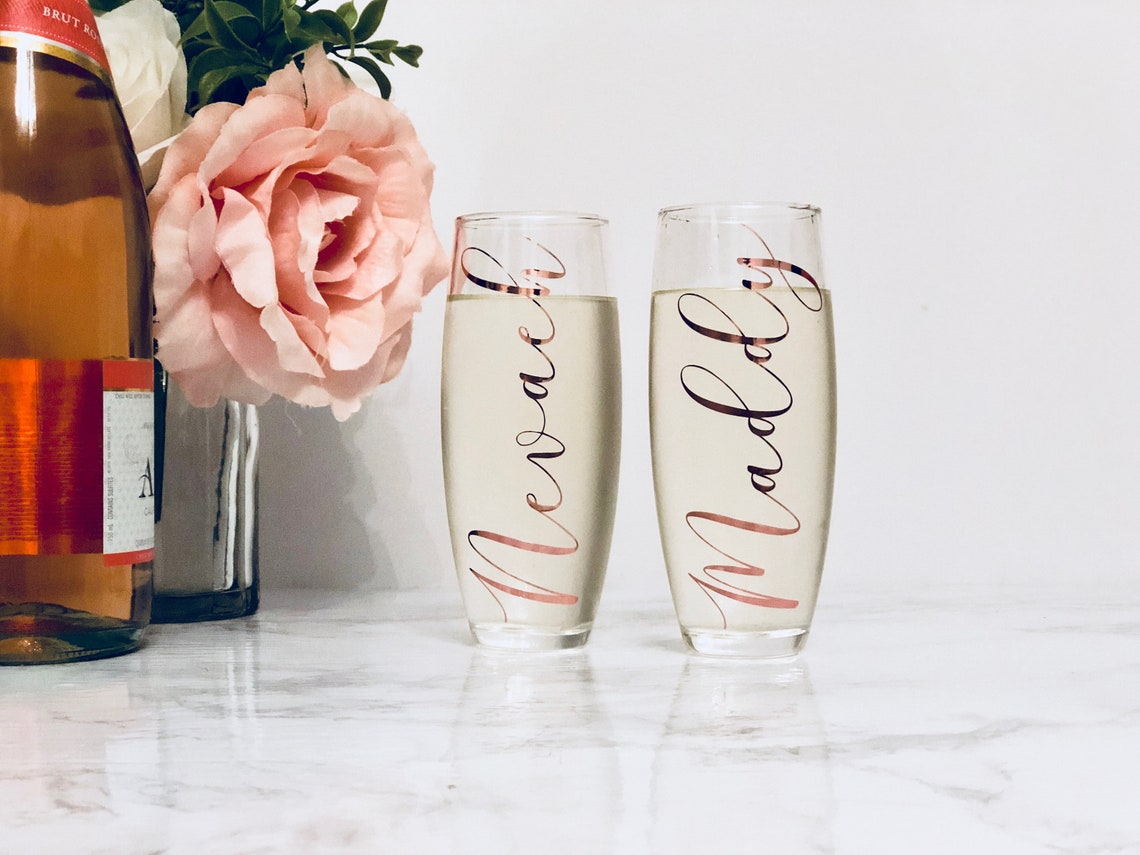 Stemless Champagne Flutes Custom Champagne Glass Custom Etsy