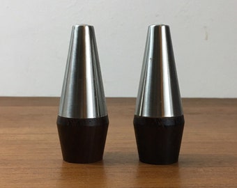 SCANLI Danish Modern Rosewood Salt & Pepper Shakers, MCM Conical Design