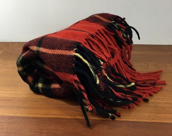 Vintage Troy Robe Wool Camp Blanket / wool throw, stadium blanket, plaid, tartan, New Hampshire, fringe blanket, 100% wool