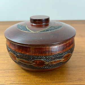 Polish folk art bowl / pyrography bowl,  wood burning, salt cellar, trinket box, folk art