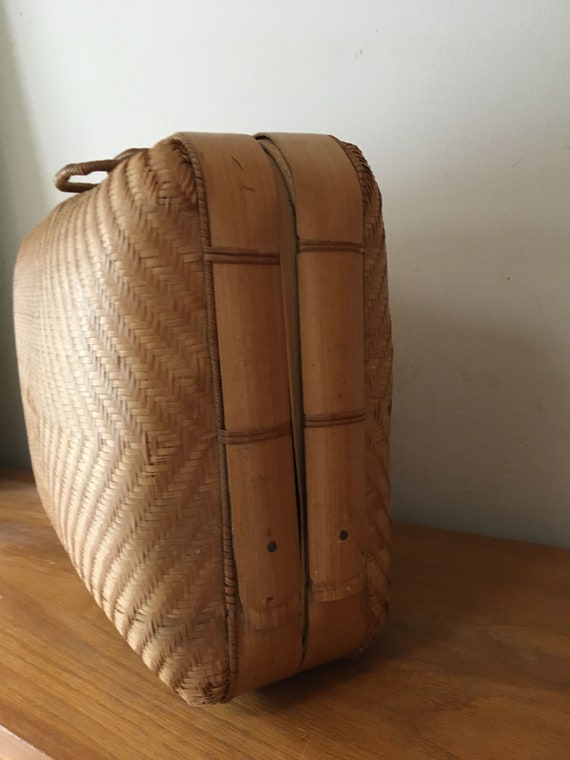 Plaited 1940s bamboo personal travel suitcase vin… - image 8