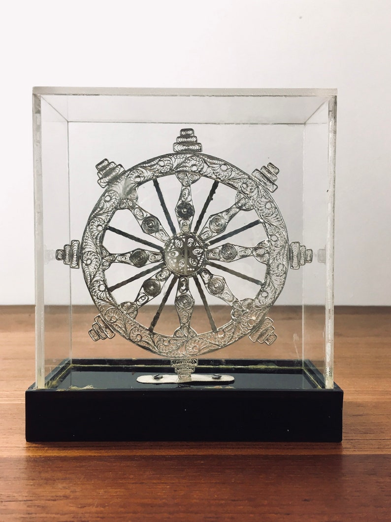Kornak Wheel from Sun Temple India Orissa, Odissa Silver Filigree Kornak Buddhist Hindu Sacred Object Dharma Yoga FREE SHIPPING image 3