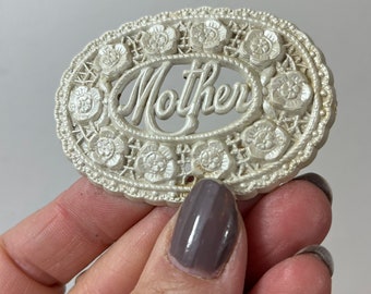 Vintage MOTHER Pin Vintage Brooch Gift for Mom 1940s 1950s Early Plastic Bakelite Brooch Celluloid Brooch Mothers Day Gift