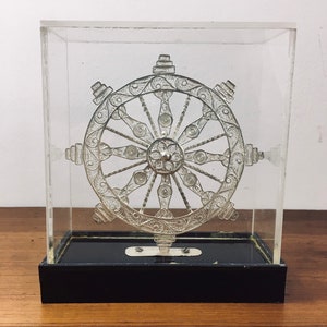 Kornak Wheel from Sun Temple India Orissa, Odissa Silver Filigree Kornak Buddhist Hindu Sacred Object Dharma Yoga FREE SHIPPING image 1