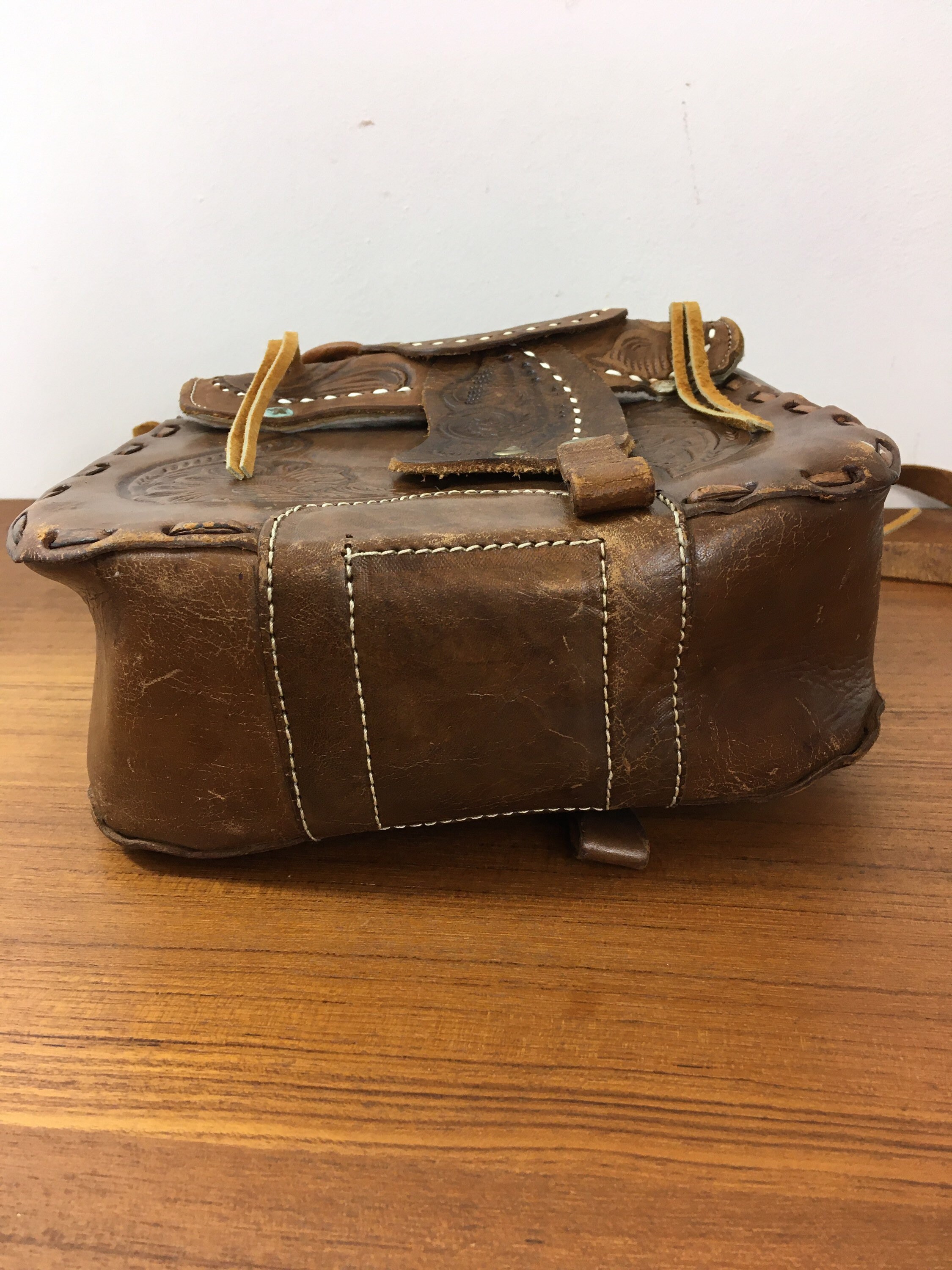 Tooled Leather Horse Saddle Purse / brown leather vintage Etsy