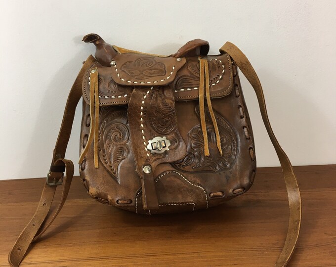 Tooled Leather Horse Saddle Purse / Brown Leather Vintage Etsy