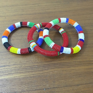 Masai Beaded Bracelets / African beaded bracelet, Kenya jewelry, glass bead bracelet, beaded bangle bracelet, African jewelry, Maasai