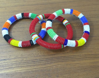 Masai Beaded Bracelets / African beaded bracelet, Kenya jewelry, glass bead bracelet, beaded bangle bracelet, African jewelry, Maasai
