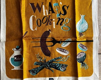 Vintage Lois Long Original Linen Kitchen Tea Towel Unused!