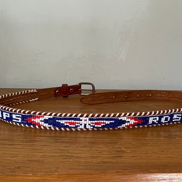 Vintage Thunderbird Beaded Belt / Rose Hips Trading Post Style Fred Harvey, thunder bird belt