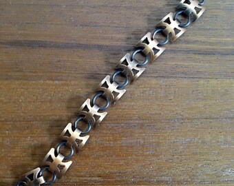 Vintage Kupfer Glieder Armband, 7.5 Trading Post Style