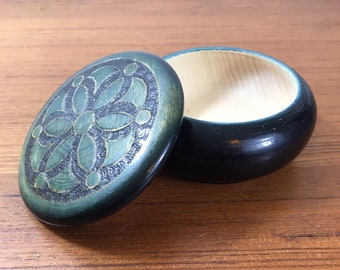 Polish folk art bowl / pyrography bowl,  wood burning, salt cellar, trinket box, folk art