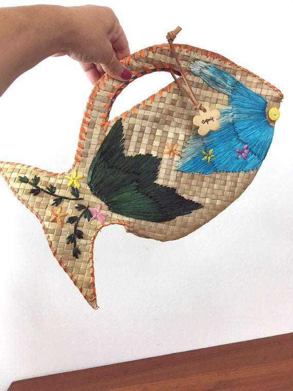 Vintage Fish Purse / Esprit Woven Purse in the Sha