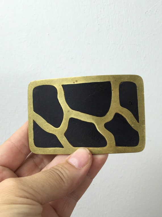 Vintage Brass and Wood Belt Buckle Made in Mexico… - image 8