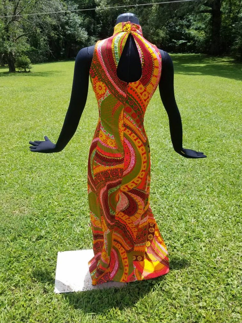 VINTAGE 1970s groovy vibrant psychadelic print double split Etsy