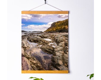 Photograph printed on matte paper presenting nature and the river of Parc du Bic in Quebec, wall decoration poster