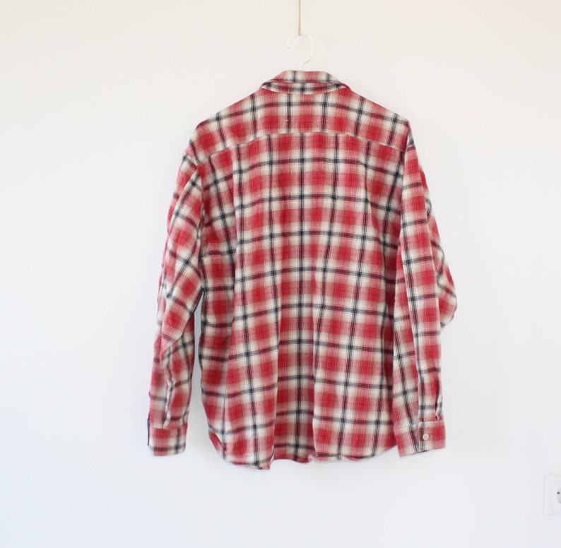 90s Plaid Shirt Mens Medium Tartan Shirt Lumberjack Button Down Shirt Womens XL Checkered Oversize Lumber Shirt Long Sleeve Flannel Shirt M