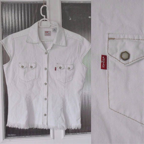 levis white western shirt