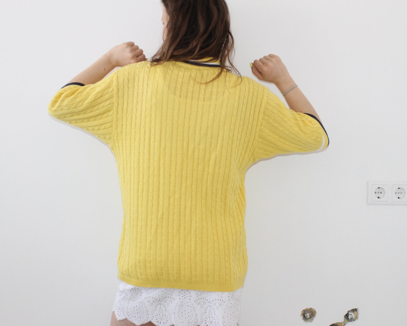 Yellow Knitted Sweater Vest Knit Pullover Waistcoat Womens - Etsy