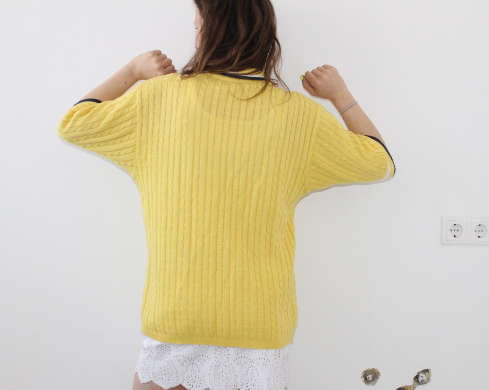 Yellow Knitted Sweater Vest Knit Pullover Waistcoat Womens - Etsy