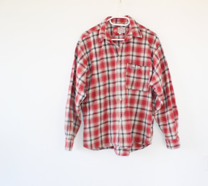 90s Plaid Shirt Mens Medium Tartan Shirt Lumberjack Button Down Shirt Womens XL Checkered Oversize Lumber Shirt Long Sleeve Flannel Shirt M