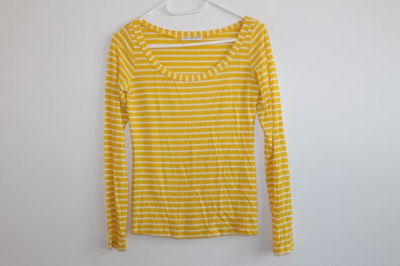 Vintage MARIMEKKO Yellow White Soft Striped Long S
